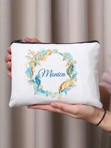 Summer Beach Vacation Collage Aesthetics, Shell Ocean Starfish Pearl Print Ladies Bag Cosmetic Bag Storage Bag