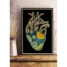 1pc Wall Arts Posters Optional Frame Vintage Van Gogh Monet Waterlily Black Cat Posters Coffee Stickers Kraft Paper Living Community Bar Art Painting Home Room Decoration ,Wall Art With Frame - Multicolor - View 17