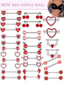 2pcs 14G Nipple Rings For Women Stainless Steel Heart Butterfly Moon CZ Flower Barbell Nipple Rings Set Cute Nipplerings Piercing Jewelry For Daily Wear Party Summer Beach