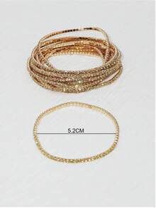 10pcs/Pack Glittering White Diamante Elastic Bracelet For Evening Party - Golden*10PCS - View 4