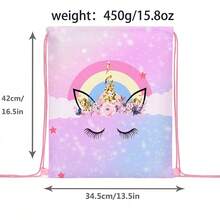3D Unicorn Print Drawstring Sports Backpack, Durable Cartoon Pattern Drawstring Knapsack For Hiking, Fitness, Travel - Drawstring Bag - View 3