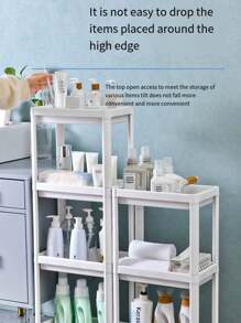 1 pieza Estantería de almacenamiento rectangular para la cocina, carrito rodante independiente, estantería organizadora para el baño, estantería de varios niveles para almacenar artículos de tocador y aperitivos