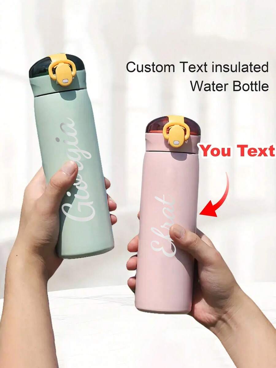 1pc Custom Name Stainless Steel Water Bottle With Silicone Straw, 460ml Personalized Insulated Cup, Custom Name Leak-Proof Stainless Steel Bottle, Back To School, Birthday, Graduation Gift Idea For Boys, Girls, Teens,Multi-Functional,Ornamental,Letter,Stylish,Modern,Colorful,Cute,Adorable,Casual,Custom,Personalised,Unique,Customized,Ideal Gifts For Him,Ideal Gifts For Her,Christmas Gift Supplies