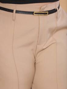 Plus Size Fashion Long Pants Without Belt And Pockets - Brown - View 4