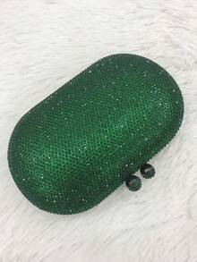 Clutch Bag Party Rhinestones Oval Women's Wedding Graduation - màu xanh lá - Xem 2