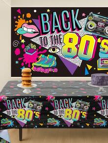 1 件 80 年代复古派对桌布，220 * 130 厘米一次性塑料桌布，“回到 80 年代”派对桌布，80 年代生日派对用品，80 年代嘻哈派对装饰，复古生日派对装饰，厨房用品，餐桌装饰，桌面装饰 - 80年代 - 查看 7