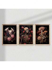 3 bức tranh vải canvas in hình đầu lâu nấm Gothic Dark Room, tranh hoa cổ điển, tranh trang trí tường nghệ thuật Gothic cây đen buồn tẻ, áp phích học thuật tối màu, tranh trang trí tường nghệ thuật cho phòng ngủ, văn phòng, phòng khách, nhà và ký túc xá, quà tặng không có khung sinh nhật tốt nghiệp - Nhiều màu - Xem 16
