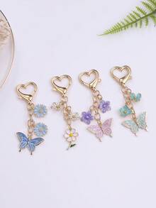 4 件/1 件蝴蝶樱花爱心钥匙扣小众花朵钥匙扣首饰钥匙扣吊坠送女友夏季配套汽车配件可爱哥特 Y2k 圣诞礼物创意 - 彩色 - 查看 3