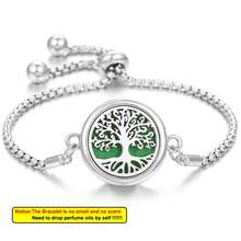 全新生命之树精油香薰手链，合金不锈钢材质，男士香氛吊坠手链，可调节腕带，香薰饰品 - 銀色 - 查看 15