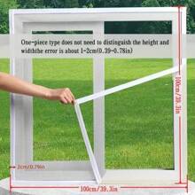 1 pieza Cortina anti-mosquitos de verano, con enganche y lazo autoadhesivo, mosquitera de ventana sin taladrar de borde completo, cortina de malla para ventilación y visibilidad, red invisible para puertas y ventanas adecuada para todas las ventanas, fácil instalación y remoción, lavable