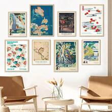 1PC Khung tùy chọn Thác nước Katsushika Hokusai Tranh khắc gỗ Nghệ thuật treo tường cổ điển Trang trí Tranh in Canvas hình cú mèo Nhật Bản Phòng Nhà Phong cảnh - Nhiều màu - Xem 4