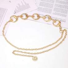 Multifunktionaler minimalistischer goldener Halbmond Taillen Kette