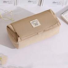 Simple & Cute Dog Design Stationery Case, Double-Layer Pencil Case, Large Capacity Zipper Closure Pen Bag For Students, Middle School Supplies,Back To School,School Supplies