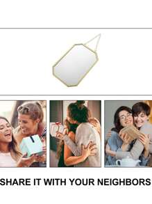 1PC Wall Mounted Mirror Gold Geometric Mirror With Chain Decorative Vanity Mirror Porch Decoration Mirror Bathroom Wall Mirror Vanity Mirror Suitable For Bathroom Bedroom Living Room Arch