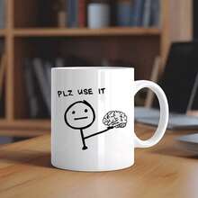 1 Pieza Taza de café de cerámica de 11 onzas con ilustración de "Por favor úsala" del cerebro, taza reutilizable con recubrimiento múltiple, apta para lavavajillas y microondas, taza de café con humor de uso múltiple, regalo portátil para la oficina, taza de té, taza de leche, de vuelta a la escuela - Multicolor - Ver 10