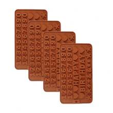 硅胶字母和数字巧克力模具，2 包字母和数字糖果烘焙模具，带生日快乐蛋糕装饰符号 - 适用于 DIY 巧克力、糖果或软糖 - 巧克力棕 - 查看 13