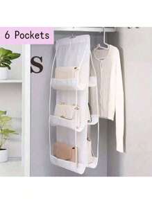 1 pezzo, Organizer portatile per borse con 8 tasche, trasparente, appendibile, porta borse, organizzatore, salvaspazio per armadio, camera da letto