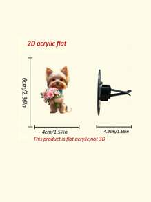 1pc 2D Cute Chihuahua/Yorkie Breed Dog Car Air Vent Clip Aroma Diffuser, Cartoon Decor Gift, Car Interior Accessory, Clip-On Air Freshener - Acrylic Fragrance Diffuser
