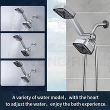 High-Flow 2-In-1 Handheld & Rainfall Shower Head Set With Long Hose And T-Valve - Durable ABS, Wall Mounted, Square Design For Bathroom Upgrade. - Bạc - Xem 8