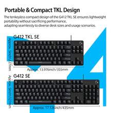 Logitech [键盘和鼠标套装] G412 TKL SE 机械键盘 + G502 HERO 鼠标，电竞游戏组合套装，铝合金框架，白色背光，高响应机械手感，精准跟踪传感器，黑色 - 黑色 G412 TKL SE鍵盤 + G502 HERO滑鼠 - 查看 6