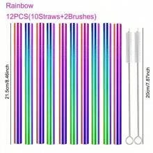 4/6pcs Wide 12mm Stainless Steel Metal Boba/Bubble Tea Straws Set - High Quality Polished Reusable & Easy To Clean, Suitable For Boba/Smoothies/20oz Cups - Great For Thick Drinks & Slushies (Silver/Colored),School Supplies
