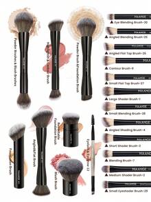 MAANGE 20支装专业铝制化妆刷套装礼盒装，包含粉底刷、散粉刷、腮红刷、眼影刷、睫毛刷、光晕刷、高光刷、修容刷、遮瑕刷、眉刷、唇刷等，是旅行化妆的理想之选，也是送给女性和女孩的礼物。 - 黑色 - 查看 5