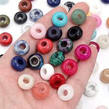 6 件/包天然大孔扁圆形算盘珠，14 毫米，多种款式可选，时尚休闲复古手工 DIY 珠子，适用于手链项链珠宝吊坠制作 - 彩色 - 查看 4