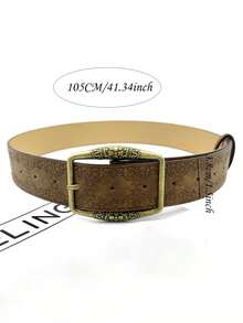 Retro Embossed Waist Belt , Leather Belt, Versatile Accessory - one-size - View 6