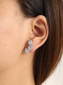 rakol 2pcs Silver Cubic Zirconia Decorative Earrings - Silver - View 4