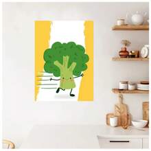 1pc Frameless Cute Vegetable Humorous Onion Carrot Broccoli Tomato Sausage Posters Vintage Painting Printing Wall Arts Modern Minimalist Restaurant Kitchen Wall Art Decoration Home Decoration ,Wall Art With Frame