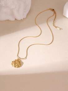 GEREIT 1pc Fashionable 18K Stainless Steel Sun, Starfish & Seashell Pendant Necklace, Suitable For Women's Daily Wear