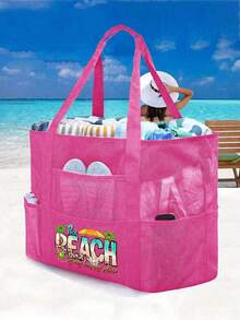 Large Mesh Beach Tote Bag, Multifunctional Storage Bag With Zipper Closure, Foldable And Lightweight, Suitable For Family Beach Trips To Carry Toys And Vacation Essentials, Can Also Be Used As A Backpack, Large Capacity, Waterproof, Portable - Multicolor - View 18