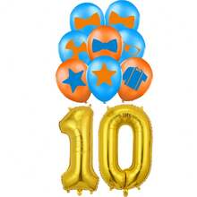 1 Set de Gafas con Tema de Maestro, Pajarita, Estrella, Decoración de Globos de Látex con Estampado de Números Azul & Dorado, Adecuado para Fiesta de Cumpleaños en Casa, Regalo para Hijo/Hija, Accesorio de Fondo Fotográfico - Multicolor - Ver 13
