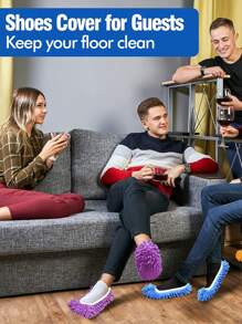 5pairs Of Mop Slippers, Used For Floor Cleaning, Washable Shoe Covers, Soft Ultra-Fine Fiber Dust Removal Mop, Mop Socks, Reusable, Suitable For Women, Men, Children, Removing Footprints And Hair, Cleaning Homes, Offices, Bathrooms, Kitchens.