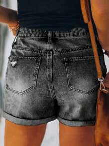 Jeans de mujer de estilo casual y sencillo de tipo desgastado, de un solo color lavado, con bajo suelto y versátil, de estilo de calle estadounidense nuevo para el verano