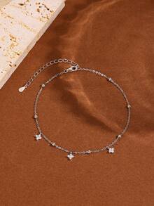 1 件 S925 纯银镂空星形脚链，时尚简约，适合日常佩戴，是复活节、母亲节的理想礼物