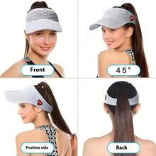 1pc Ladies' Sun Protection And Shading Hat 2025 New Style Running Sun Protection Hat With Large Brim Sports Hat, Breathable Sun Protection Hat For Spring, Summer And Autumn, Fish-Scale Open-Top Hat, Heart-Shaped Lightning Sun Protection And Shading Big Head Cap Baseball Baseball Cap, Outdoor Sports - Multicolor - View 9