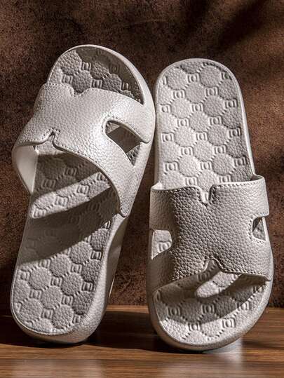 Lattice Pattern Chinese Style Casual Slippers, Suitable For Indoor And Outdoor Use