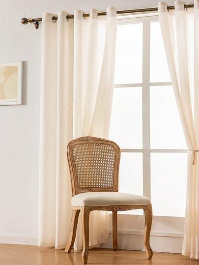 1/2pcs White Sheer Curtain Panels, Grey Chiffon Voile Drapes For Living Room, Bedroom, Balcony, Floating Window, Sun Shading
