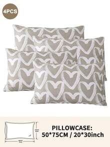 1个/2个/4个装涤纶心形图案枕套（不含枕芯），柔软舒适，四季皆宜 - 彩色 - 查看 50