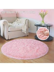 1pc Pink Round Shaggy Rug, Essential For Valentine's Day/Girls' Room, Minimalist Modern Home Decor, Dorm/Apartment Small & Medium Size, Exquisite Solid Plush Carpet, Soft & Fluffy Floor Decor, Usable In Bedroom, Living Room, Sofa, Suitable For Spring And All Seasons - Multicolor - View 15
