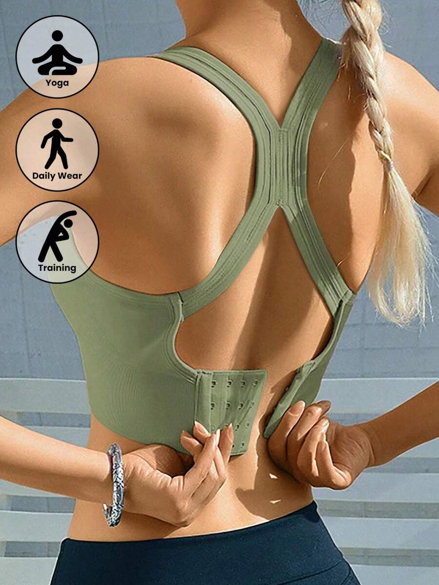 Seamless Sports Bra Shockproof Push Up Running Yoga Bra Back Beauty Thin Section Lift Armpit Bra, Wireless, Lingerie - Green - View 1