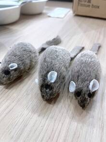 全新可爱有趣的猫咪毛绒逼真老鼠，适合放松、自娱自乐、磨牙、咬人、玩乐、宠物猫玩具 - 深灰色 - 查看 5