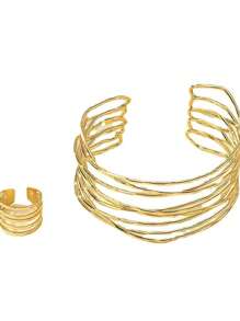 1 Set Stylish, Elegant Versatile Geometric Bracelet And Ring
