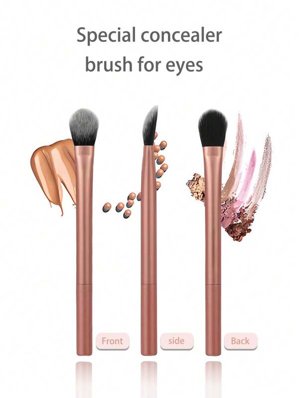 1pc Concealer Brush / Designed Specifically For Eye Area / Vibrant Orange Color / Unique Angled Brush Head For Contouring Eye Area / Precise Concealing / Fine Detail Work. Soft And Dense Bristles For Effective Blending