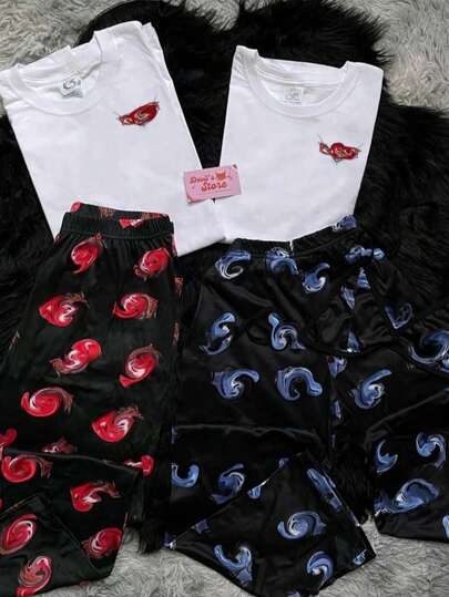 Pijama para parjea carrsos casual 4 pz  Dibujos animados