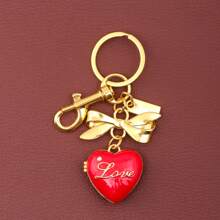 rongji jewelry Bow Heart Locket Bag Charm Exquisite Glitter Pendant Keychain Accessory For Purses Bags Handbags