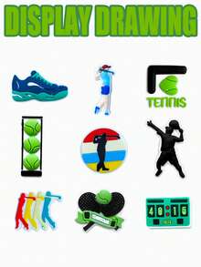 28 piezas Serie de pelotas de tenis y golf, decoración de zapato estilo deportivo de dibujos animados en PVC, adecuado para decorar zapatos, accesorios de sandalias, mochilas DIY, regalos de fiesta, accesorios de golf y tenis enérgicos - Decoración para zapatos deportivos, entusiastas del golf y jugadores de tenis - Agrega un toque de moda y personalizado a tus zapatos - Verde - Ver 5