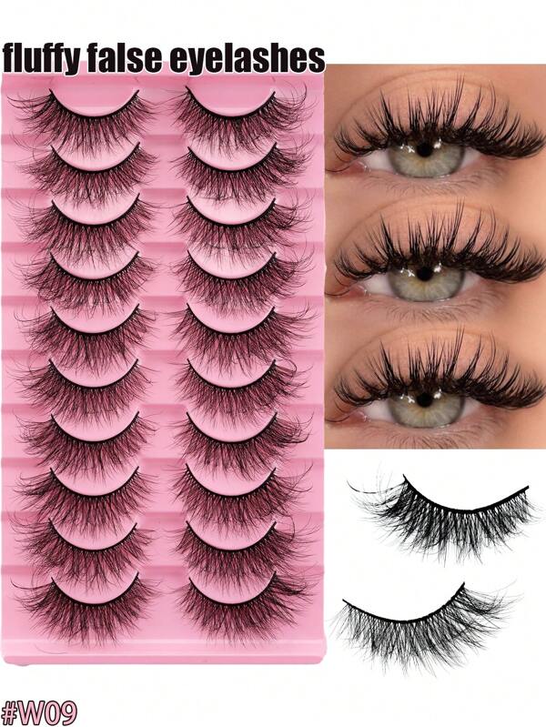 10 Pairs Of Luxury Black Root False Eyelashes - Natural Faux Mink, Fluffy, Reusable, Lightweight And Eye-Catching Makeup - Suitable For Daily Wear, Parties And Special Occasions