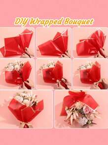 20/40/60 folhas, papel de embrulho para buquê de flores, folhas de papel de embrulho para buquê de flores com borda dourada, papel de embrulho estilo coreano para artesanato faça você mesmo, decoração de embalagens de presente, suprimentos florais, 23 x 23 polegadas, papel de embrulho, papel de seda, suprimentos para buquê de flores (vermelho)